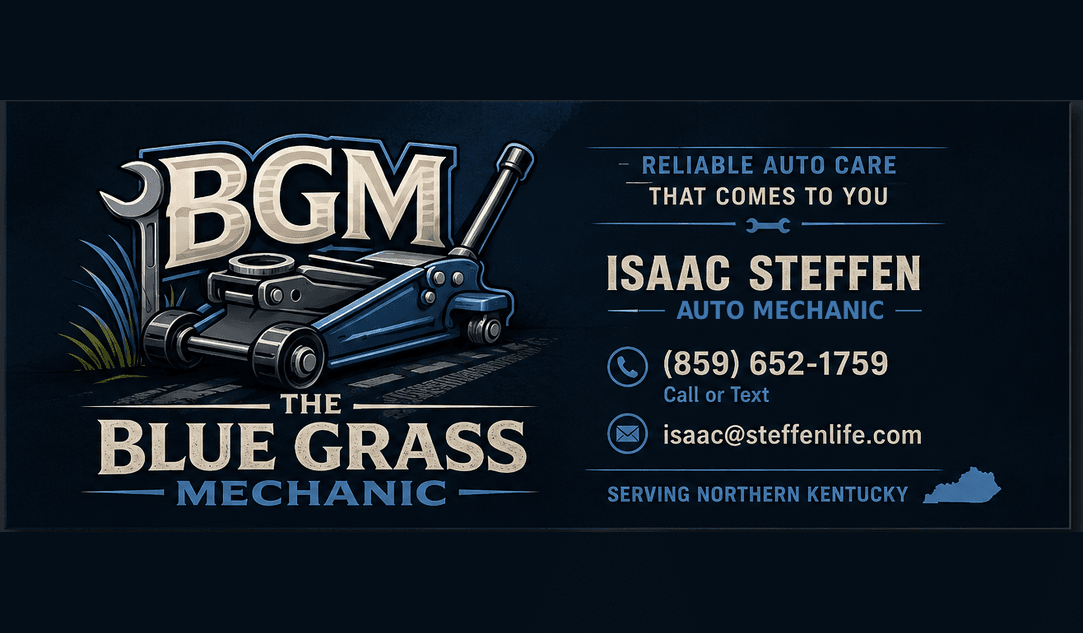 The Blue Grass Mechanic brand banner